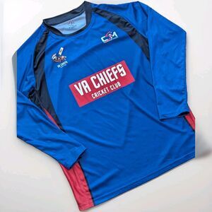 VA CHIEFS #3 Madhu Cricket Club Blue Red LS Jersey Shirt CSM Players M Blokecore